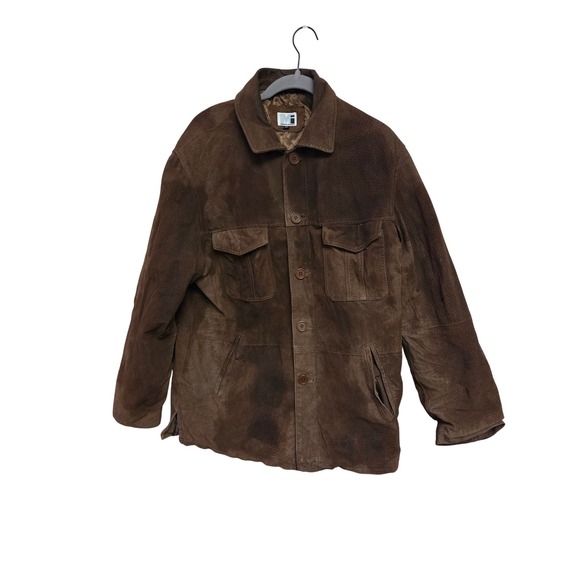 Modern Images Suede Leather Jacket Western Brown Button Up‎ Mens Size M - Picture 1 of 5